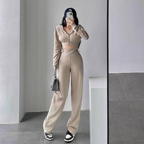 Trendy Hooded Long Sleeve Crop Crop Sweatshirt