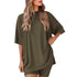 2025 Spring Summer Set Loose Fashion Solid Color Casual Loose Short Sleeve Shorts Set with Pocket Two Piece Suit Pijama Mujer