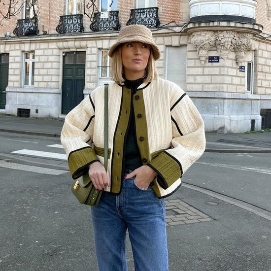 Fall Winter Fashion Contrast Color Women&